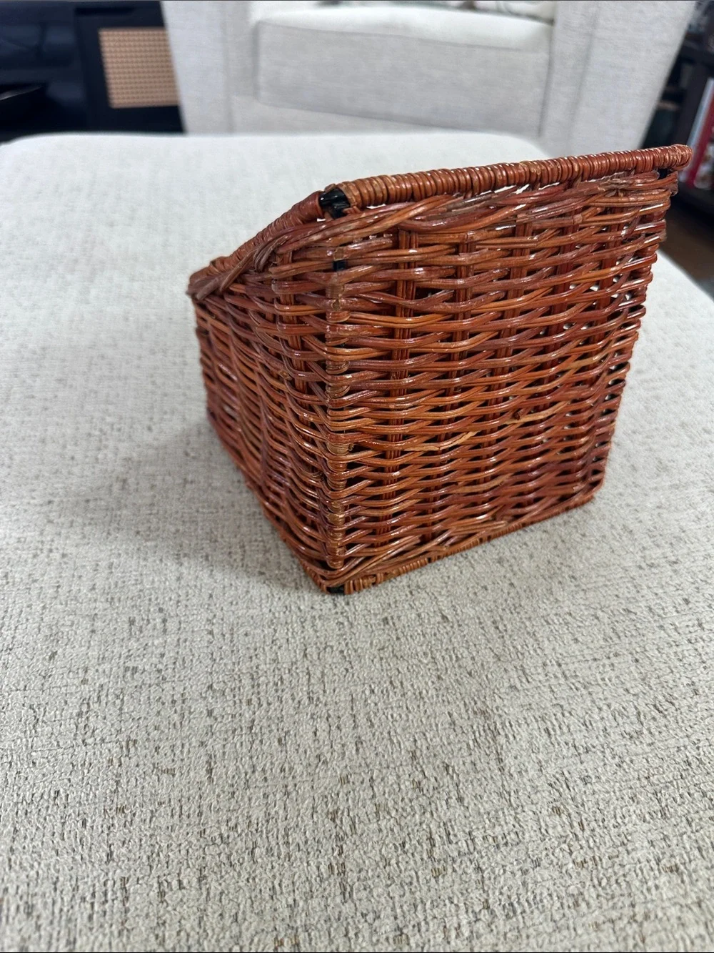 Vintage Woven Rattan Desk Organizer - 3 Tier Boho Mail Sorter & Letter Holder
